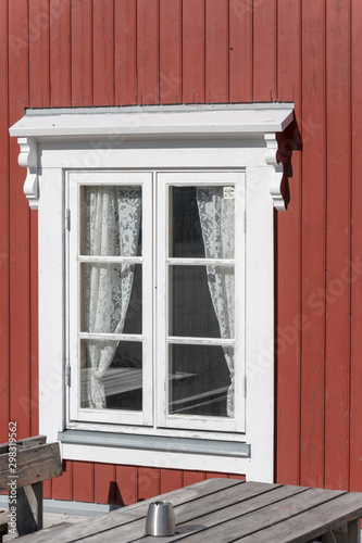 picturesque traditional window at Stokmarknes  Norway