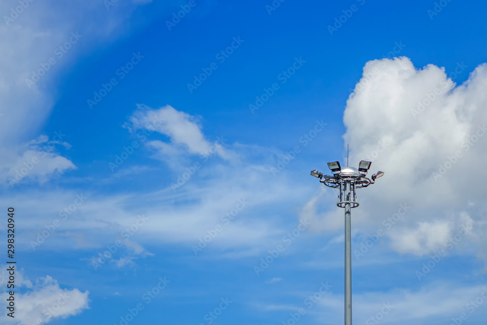 Light Post With Blue Sky Background and multi light Light Post With Blue Sky Background and multi light