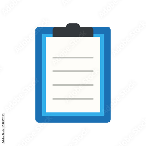Icon clipboard checklist or document with checkmark with text in flat style