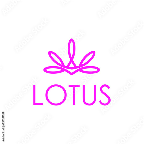 lotus petal logo simple modern line art with pink color illustration for icon template
