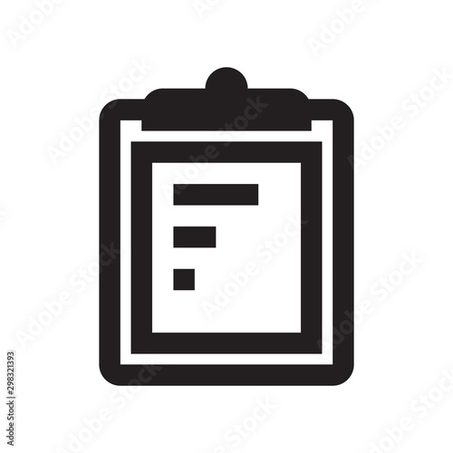 Icon clipboard checklist or document with checkmark with text in flat style