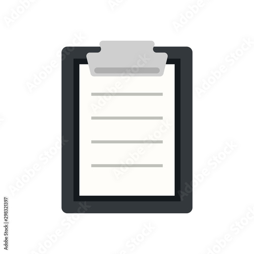 Icon clipboard checklist or document with checkmark with text in flat style