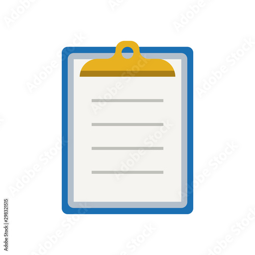 Icon clipboard checklist or document with checkmark with text in flat style