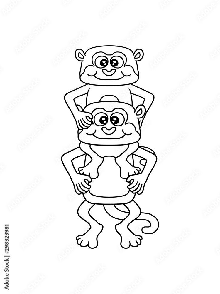 kind affe huckepack papa mama familie süß niedlich schimpanse lustig klein baby gorilla clipart design äffchen gemalt menschenaffe