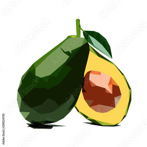 avocado polygonal vector illustration isolated