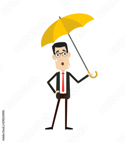 Corporate Business Character - Standing with Umbrella