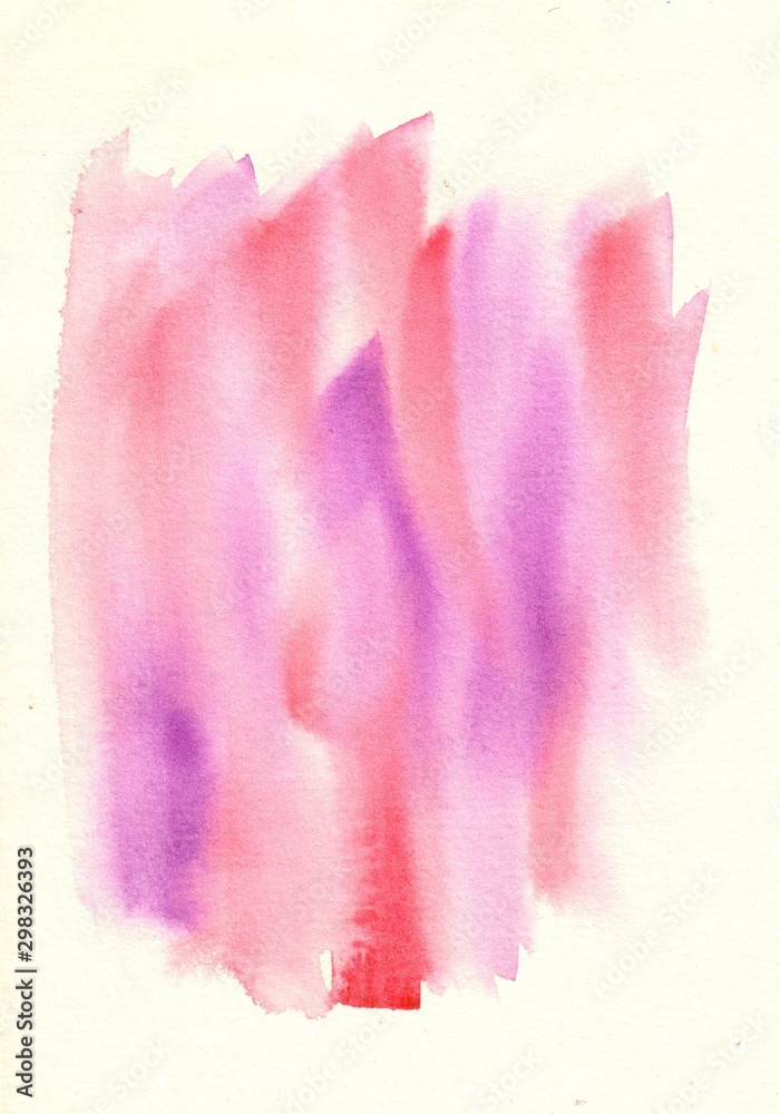 white rep pink texture and background with big flowing stains drawn by watercolor paints suitable