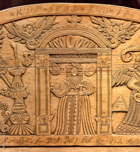 Canvas Print Meuble en bois sculpté à Oslo, Norvège