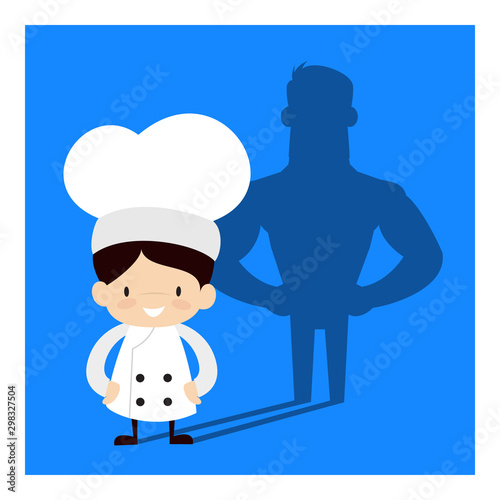 Cute Cartoon Chef - Standing in Positive Attitude