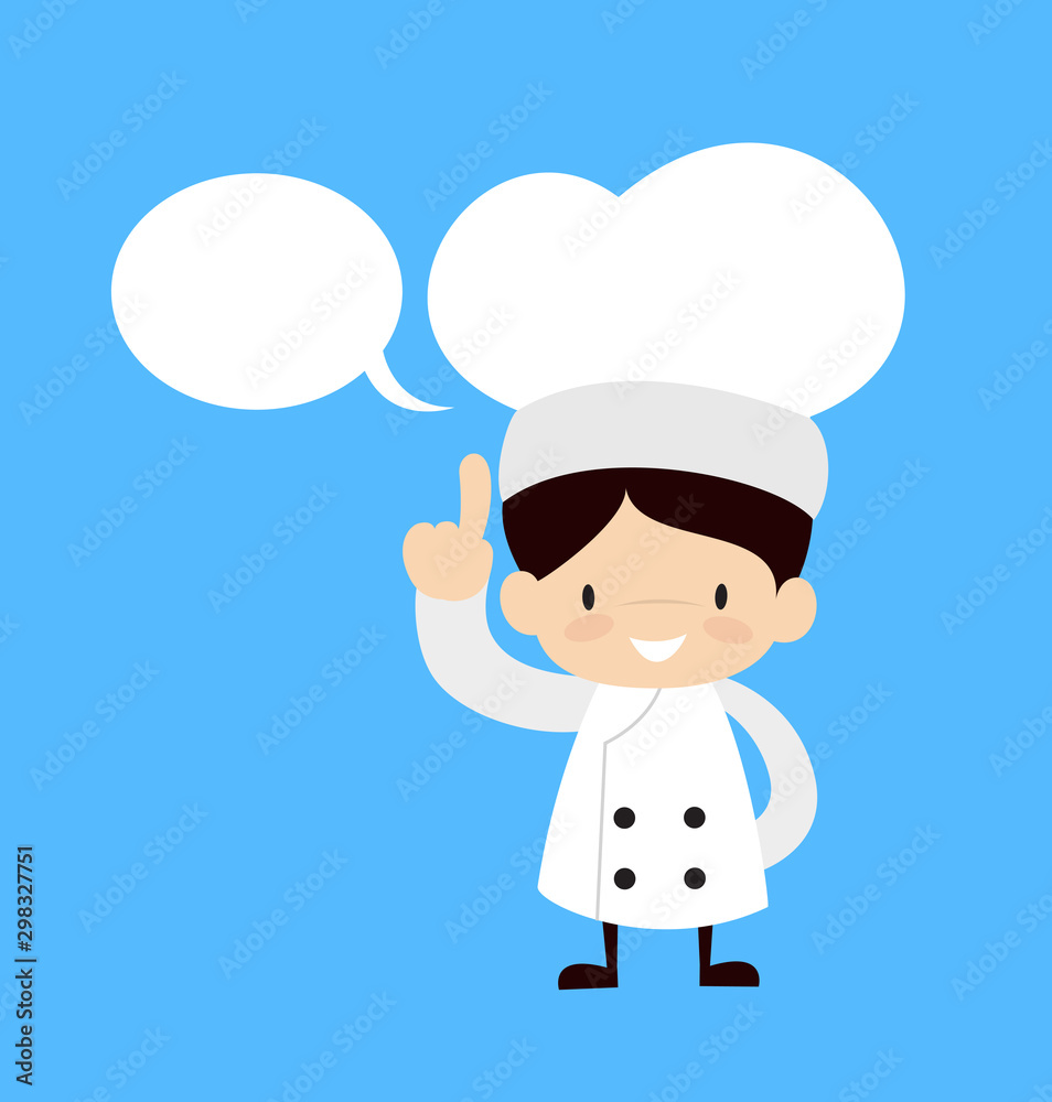 Cute Cartoon Chef - Smiling and Pointing to Speech Bubble Cute Cartoon Chef - Smiling and Pointing to Speech Bubble