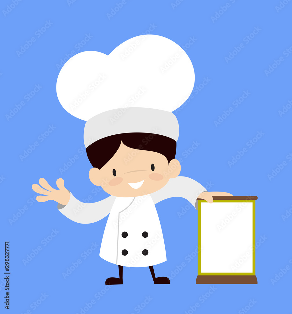Cute Cartoon Chef - Standing with a Blank Board Cute Cartoon Chef - Standing with a Blank Board