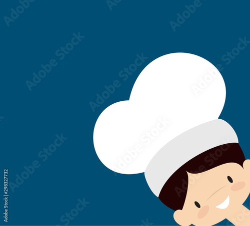 Cute Cartoon Chef - Empty Space with Head in Corner