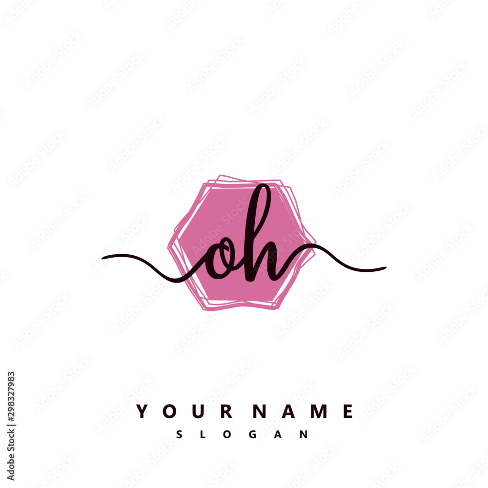 Obraz premium OH Initial handwriting logo vector