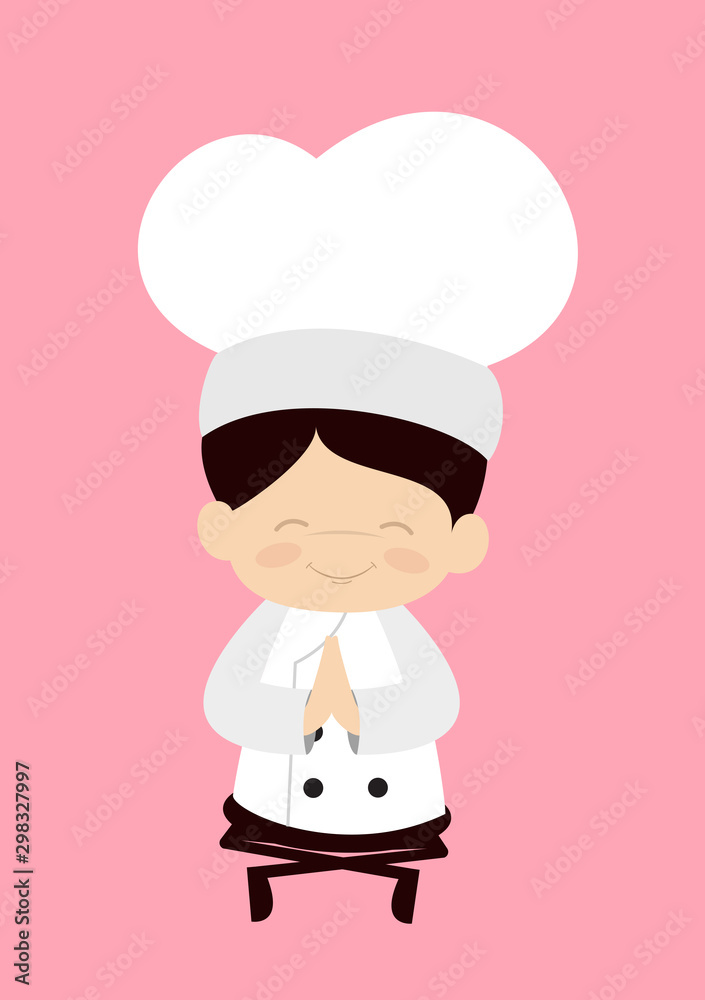 Cute Cartoon Chef - Sitting and Praying Cute Cartoon Chef - Sitting and Praying