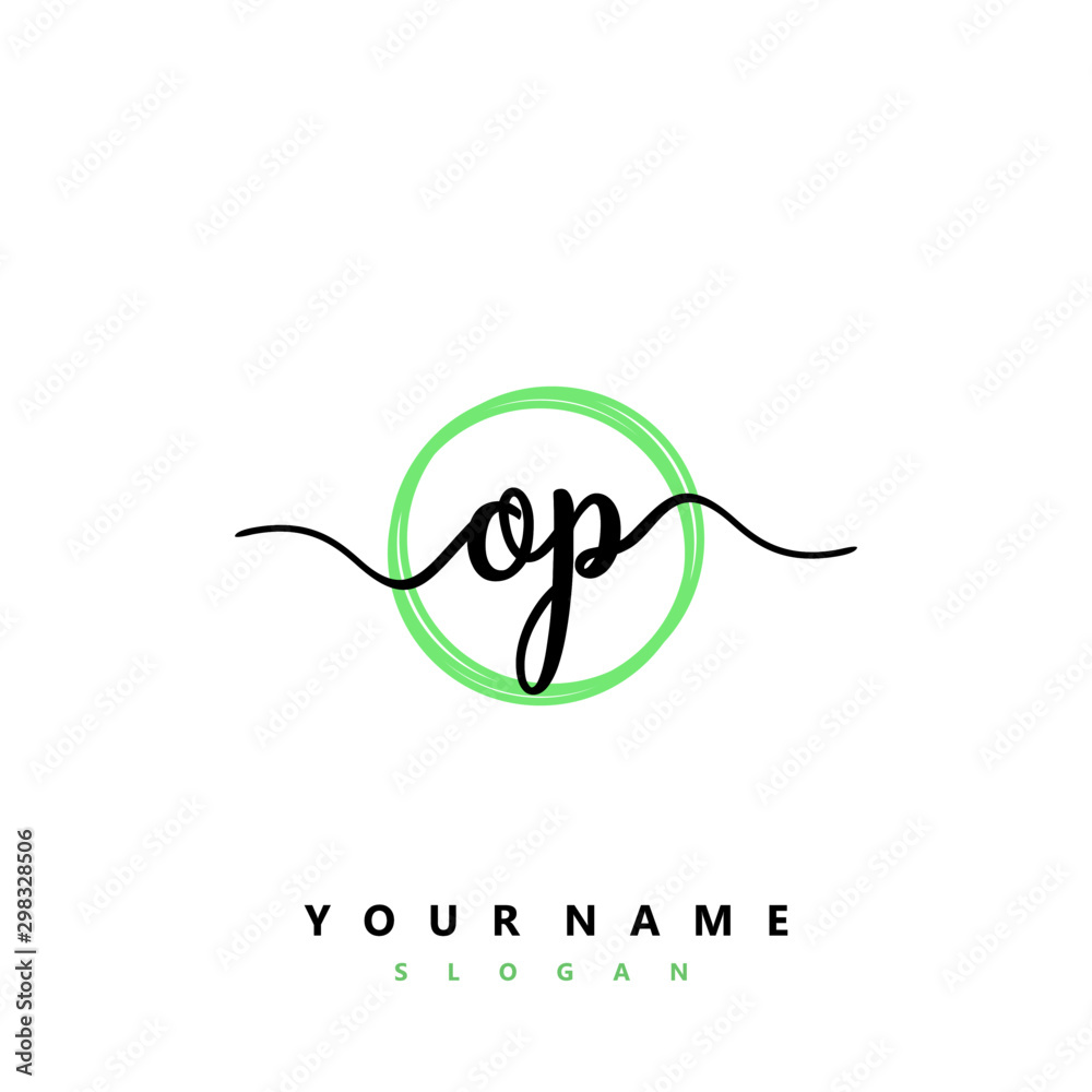 OP Initial handwriting logo vector