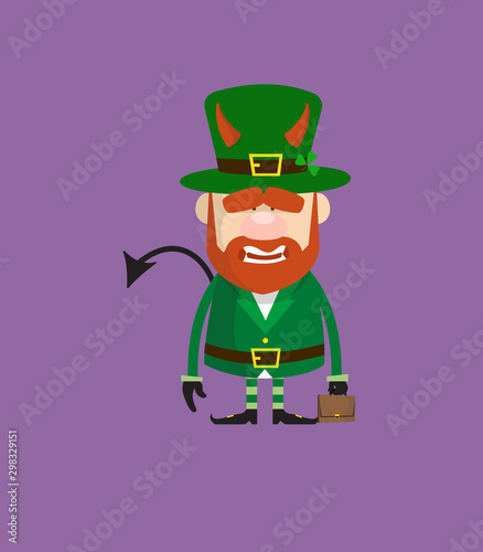 Cute Leprechaun Cartoon - Standing in Angry Mood photo