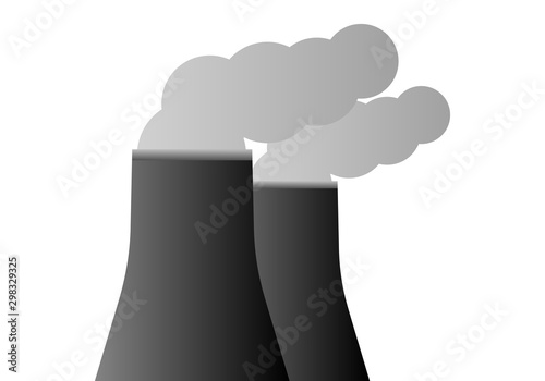 Chimeneas negras emitiendo humo sobre fondo blanco.