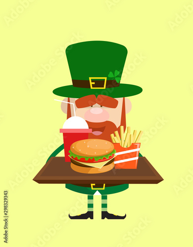 Cute Leprechaun Cartoon - Presenting Fast Foods