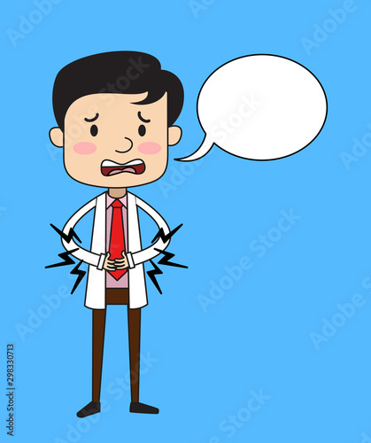 Dentist - Feeling Pain in Stomach with Speech Bubble
