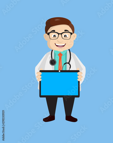 Dermatologist Doctor -Presenting a Tablet