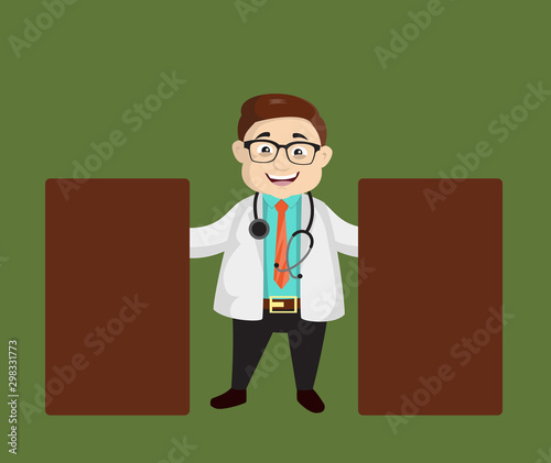 Dermatologist Doctor - Standing with Two Boards