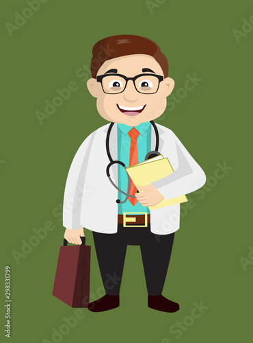 Dermatologist Doctor - Standing with File and Briefcase