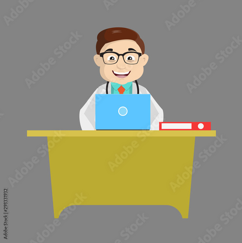 Dermatologist Doctor - Working on Laptop