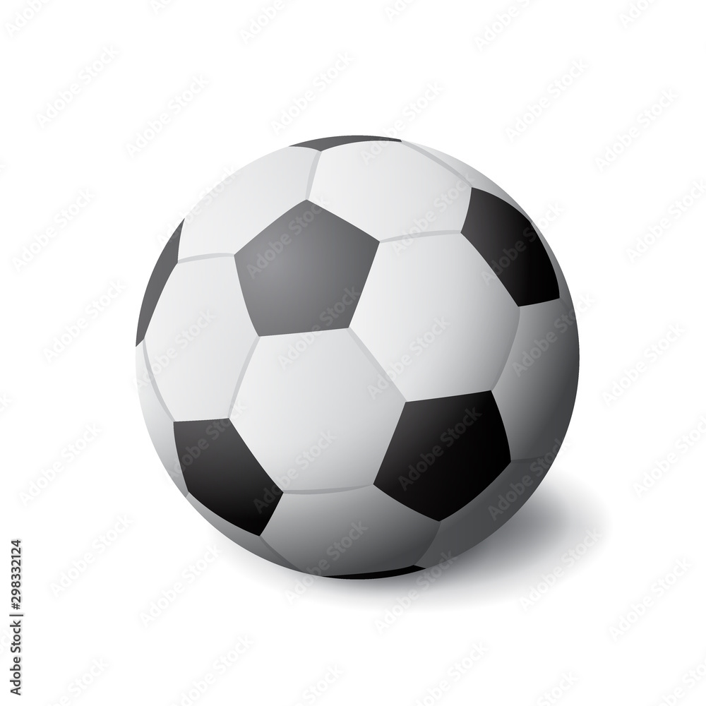 White and black soccer ball icon isolated, sports equipment, hobby and activity, vector illustration.