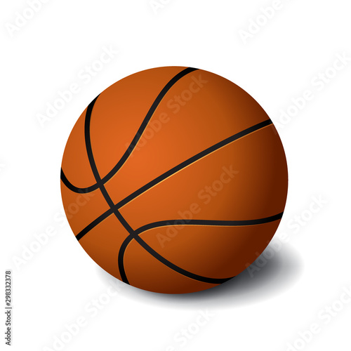 Orange basketball ball icon isolated on white background, sports equipment, vector illustration.