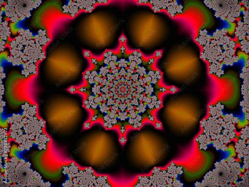 Colorful fractal mandala, digital artwork for creative graphic design