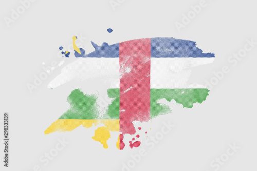 National flag of the Central African Republic. Stylized flag with watercolor halftone effect on plain background