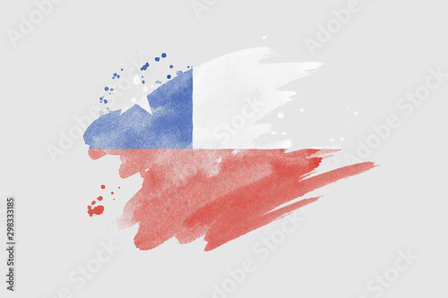 National flag of Chile. Stylized Chilean flag with watercolor halftone effect on plain background