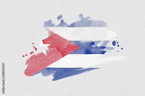 National flag of Cuba. Stylized Cuban flag with watercolor halftone effect on plain background