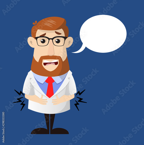 Doctor - Feeling Pain in Stomach with Speech Bubble