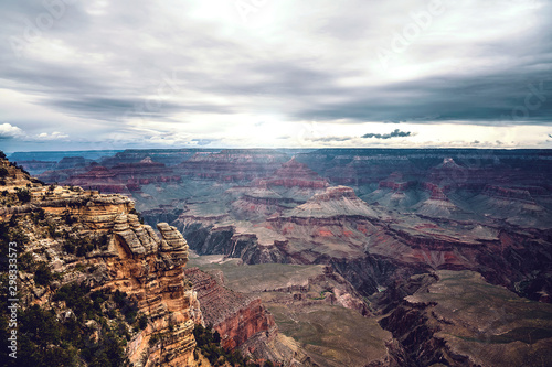 Cloudy and stormy Grand Canyon National Park, Arizona, USA.