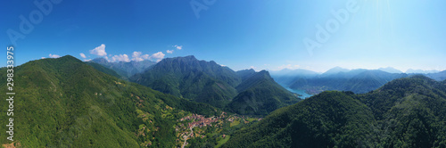 Aerial photography. Panoramic view of the Alps north of Italy. Trento Region. Great trip to the Alps.