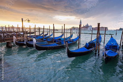 Large Venetian lagoon and promenade at dawn. © pillerss