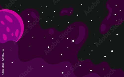 Vector space background with copy space. Cute flat style template with Stars in Outer space.