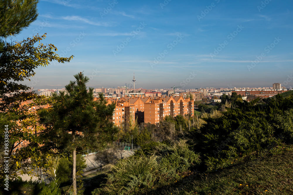 Madrid panorama view from nearby hill