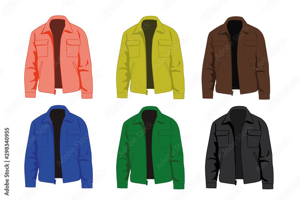 jacket different colors set realistic vector illustration isolated ...