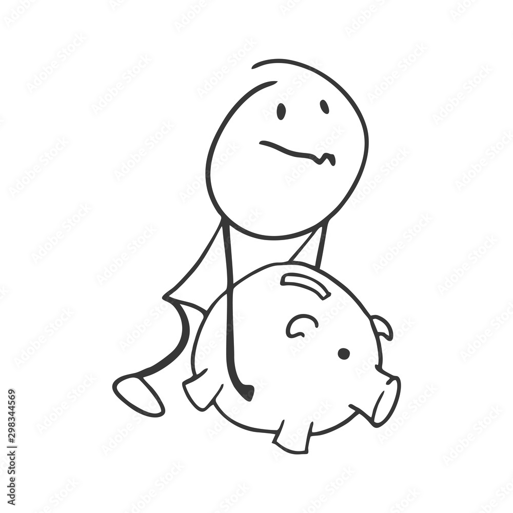 Obraz premium man with big moneybox