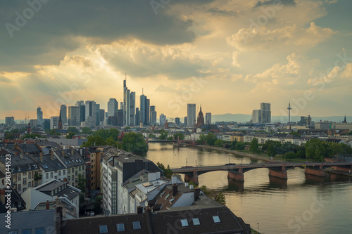 Skyline of Frankfurt am Main at dusk