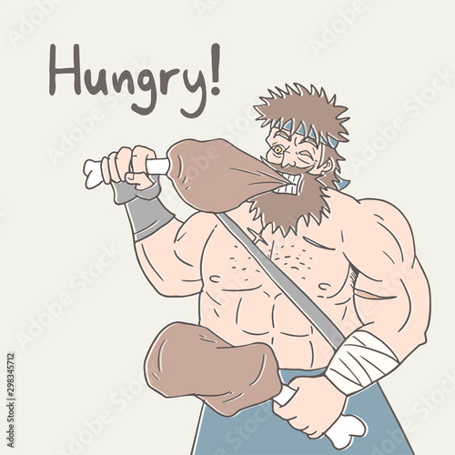 hungy barbarian warrior draw