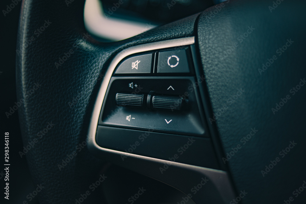 Steering wheel details of the vehicle