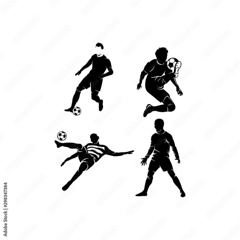 football players silhouette logo set football players silhouette logo set