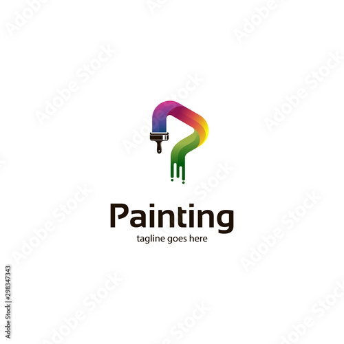 colorful painting with paint brush logo illustrations