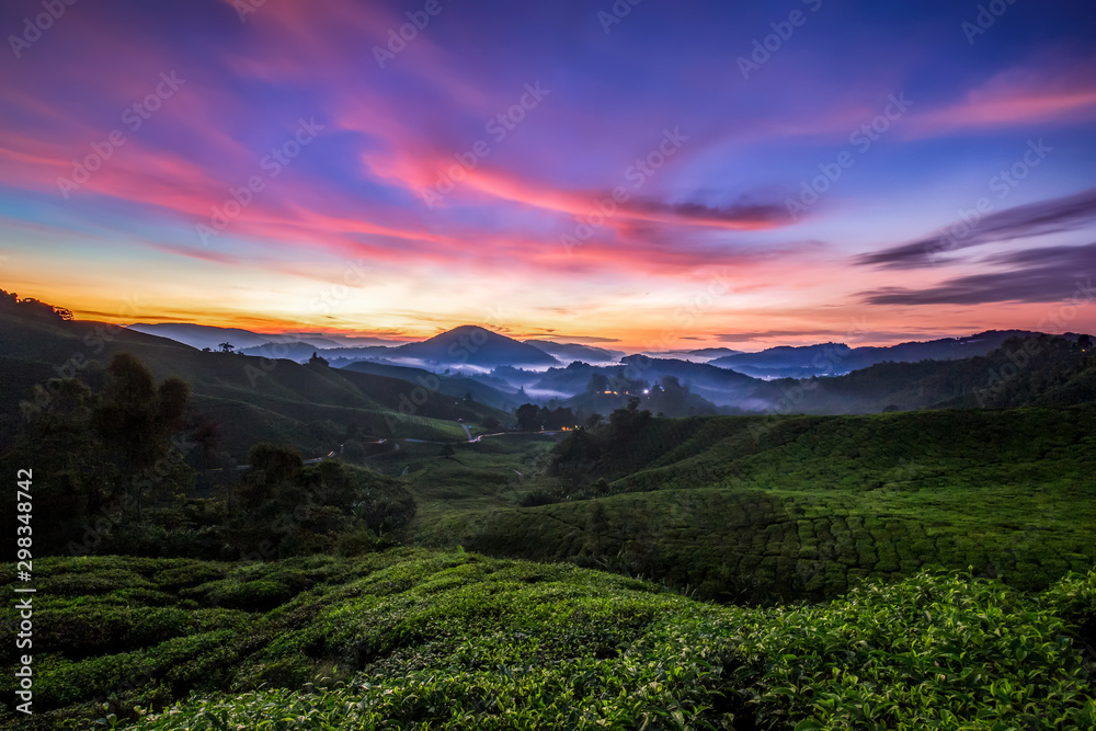 Long exposure Sunset in the Cameron highlands Malaysia 