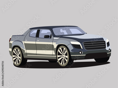 Pickup vector grey realistic vector illustration isolated