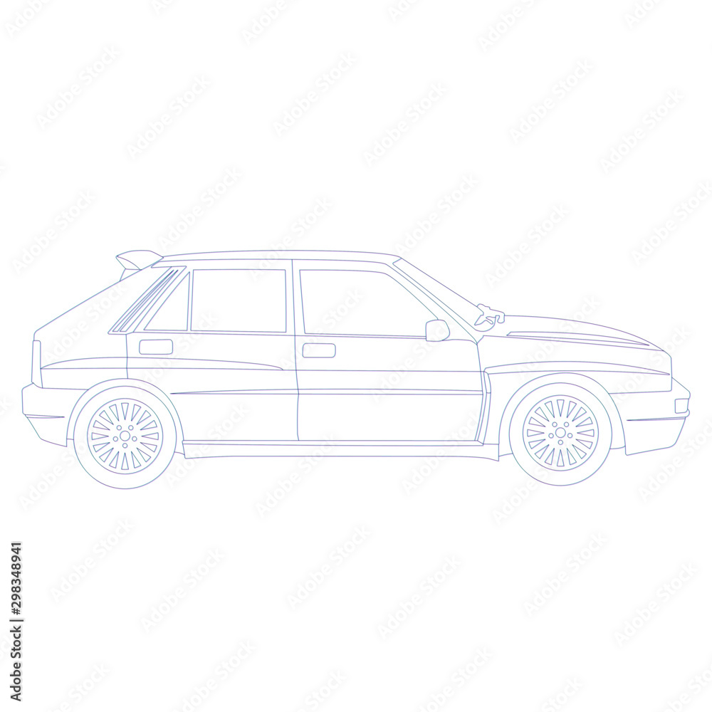 rally Car contour vector illustration