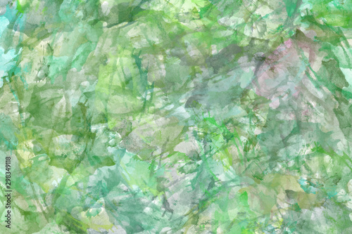 Abstract green watercolor background Colorful aquarelle paint texture. Brush strokes. Vivid ink stain pattern. Paint splash. Modern painting